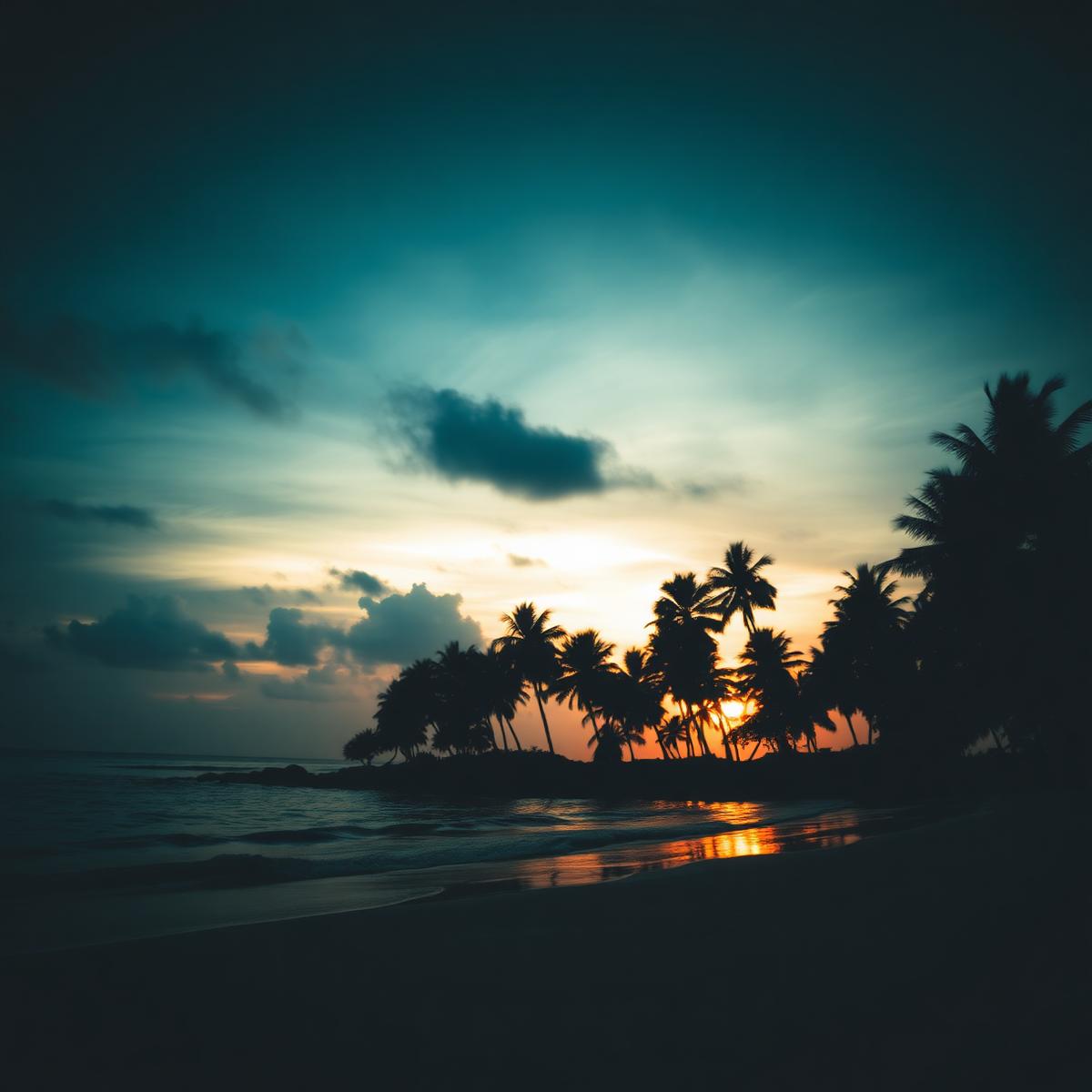 Goa palms at sunset