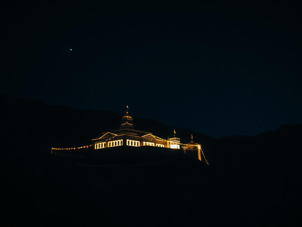 Ladakh monastery at night